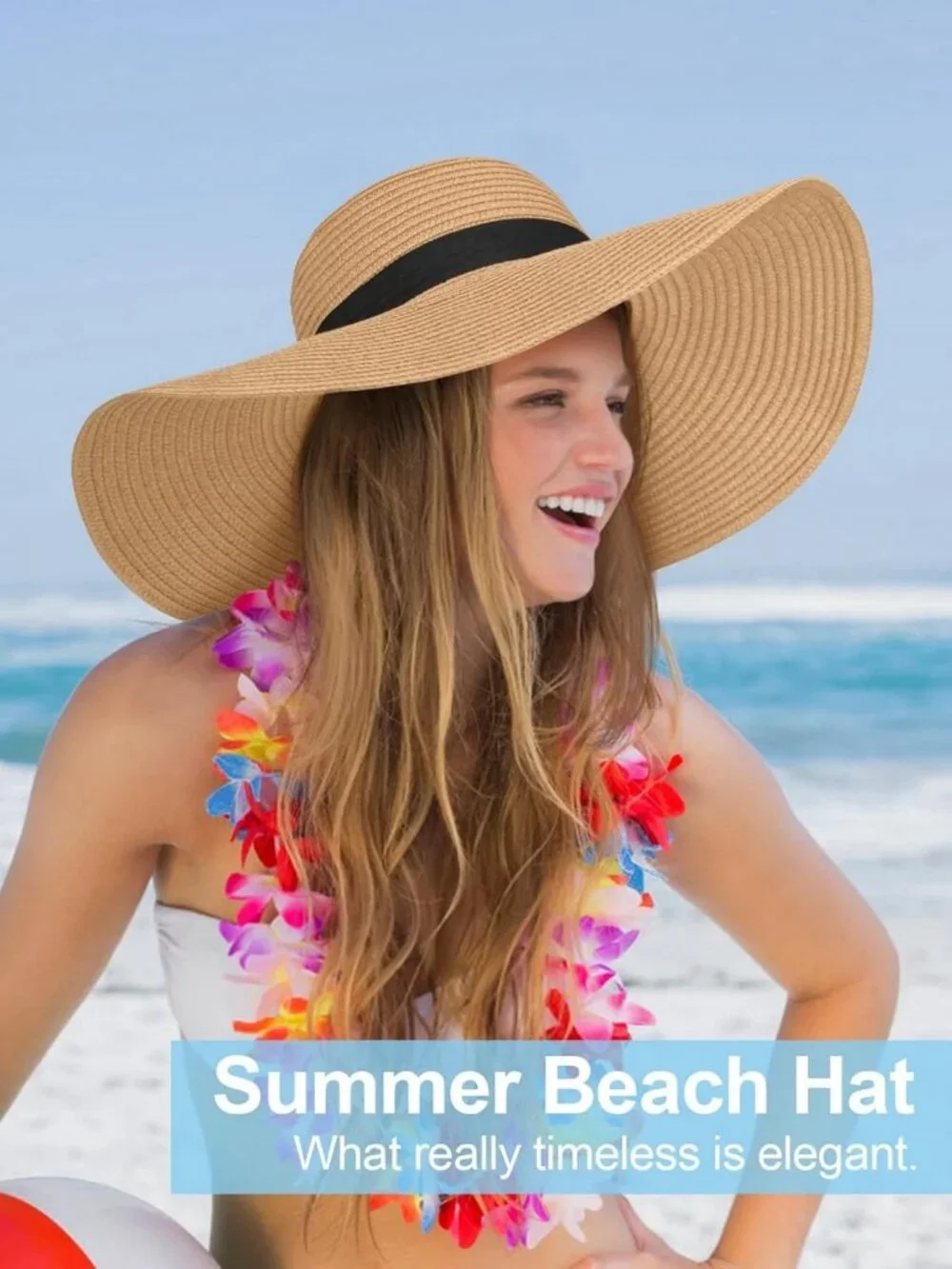 Wide Brim Floppy Sun Hat for Women | Foldable Straw Beach Hat with Adjustable